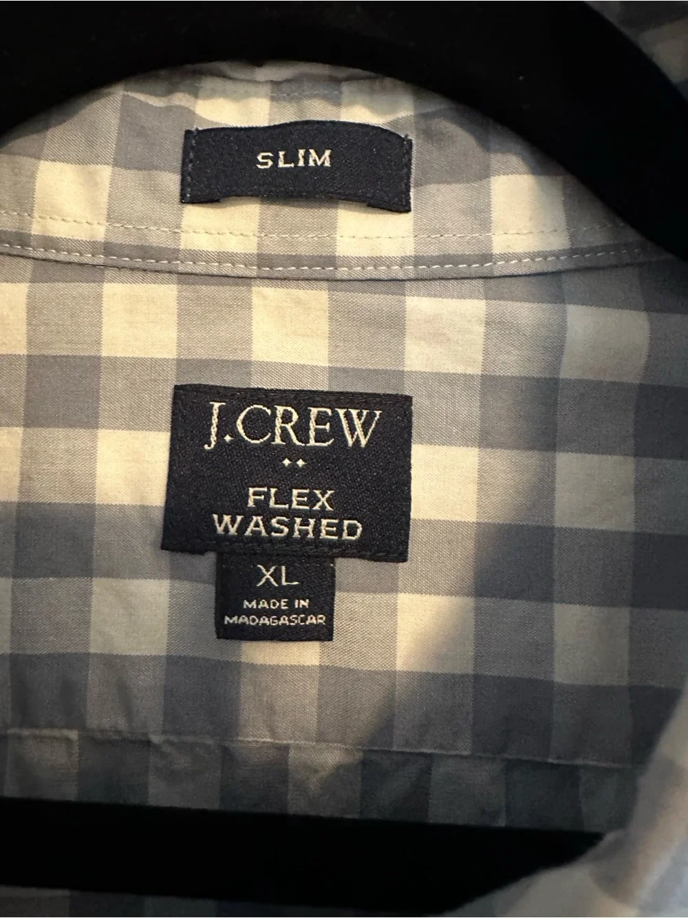 J. Crew Men’s Light Blue and White Gingham Slim Fit Button-Down Shirt